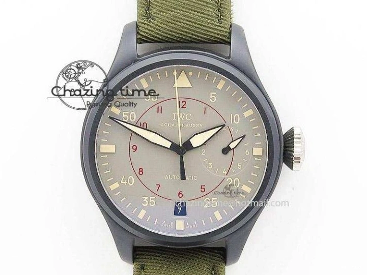 MIROTIME 0309 Big Pilot Top Gun Miramar PVD Plated Titanium on Green Nylon Strap A23J Refined 7398
